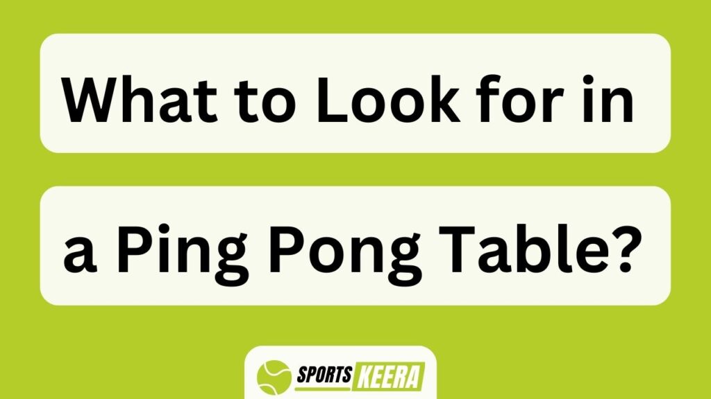 What To Look For In A Ping Pong Table?